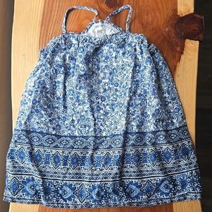 GAP Blue and White Camisole with Floral Geometric Print